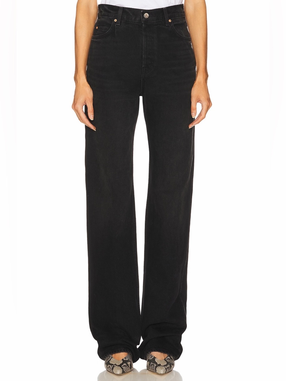 GRLFRND Revolve Graham High Rise Straight Leg Black Denim Jeans Size 24 NWT